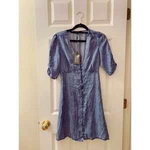 AllSaints Kota Tencel Dress Indigo Blue Small